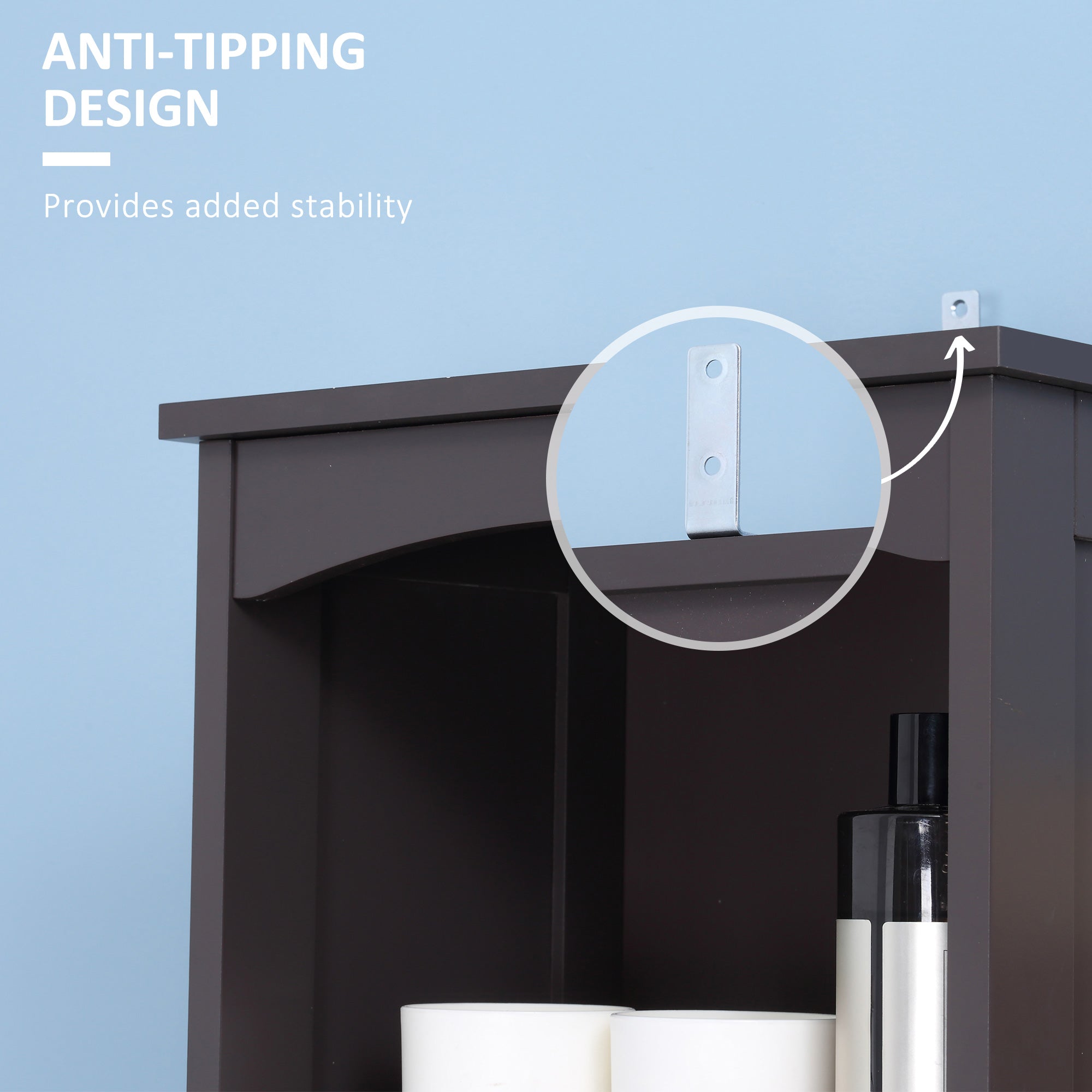 Bathroom Storage Cabinet, Free Standing Bathroom Storage Unit, Tall Linen Tower with 3-Tier Shelves and Drawer, Brown