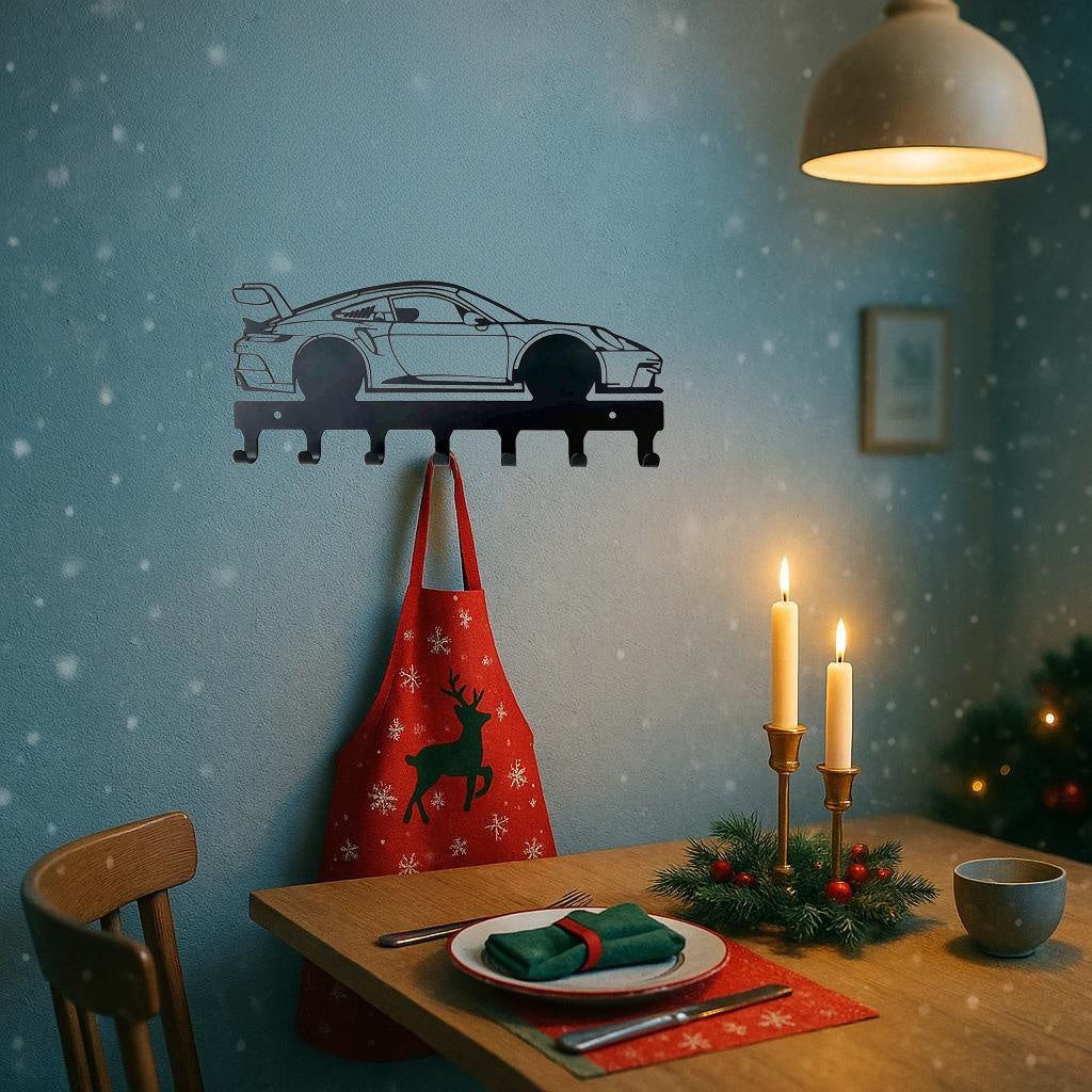 Racing Car Keychain & Wall Mount Set - Stylish Vehicle Key Holder For Home Decor