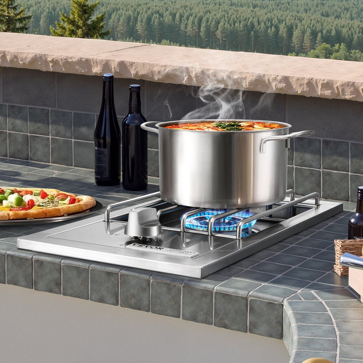 Single Grilling Side Burner For Outdoor 15,000BTU Propane & Natural Gas