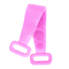Silicone Back Scrubber Belt For Shower Exfoliating Foaming Body Wash Strap Brush Bristles Massage Dots With Adhesive Hook