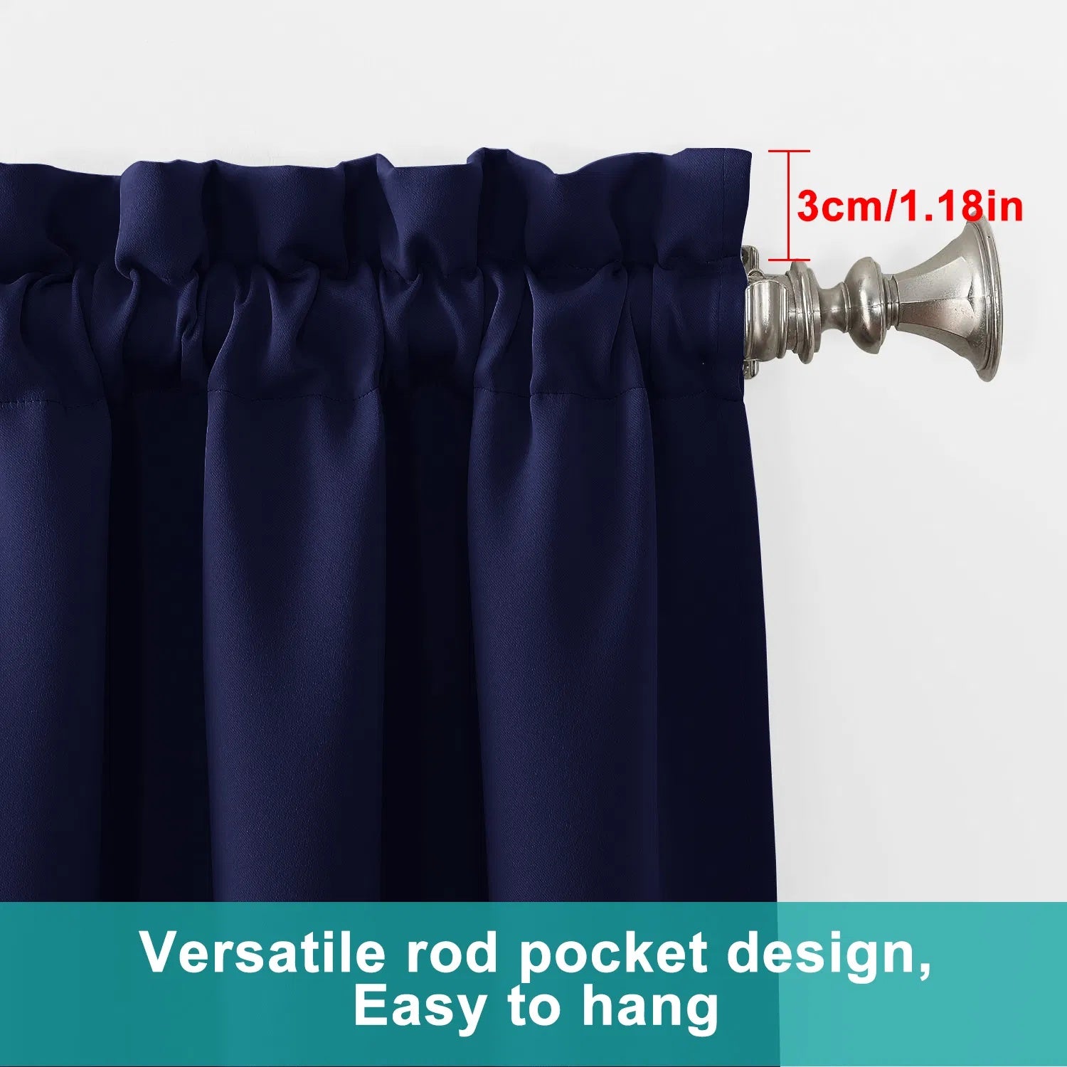Rod Pocket Thermal Insulated With Coated Lining 52 In. W X 63 In. L Indoor Blackout Curtains,2 Colors Available,Set Of 2