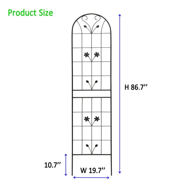 4 Pack Metal Garden Trellis 86.7" X 19.7" Rustproof Trellis For Climbing Plants Outdoor Flower Support Black