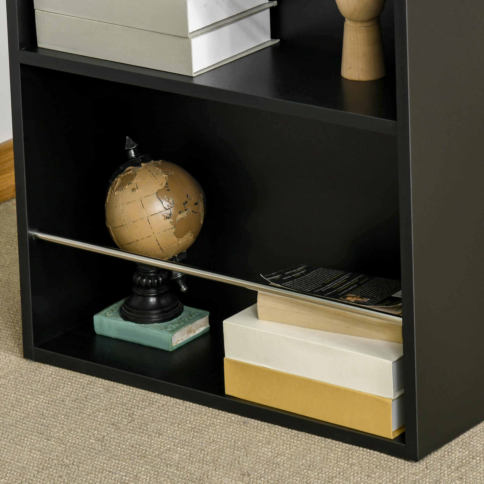 Modern Bar Table Counter Height Dining Table with 3 Storage Shelves for Kitchen, Dining Room, Living Room, Black