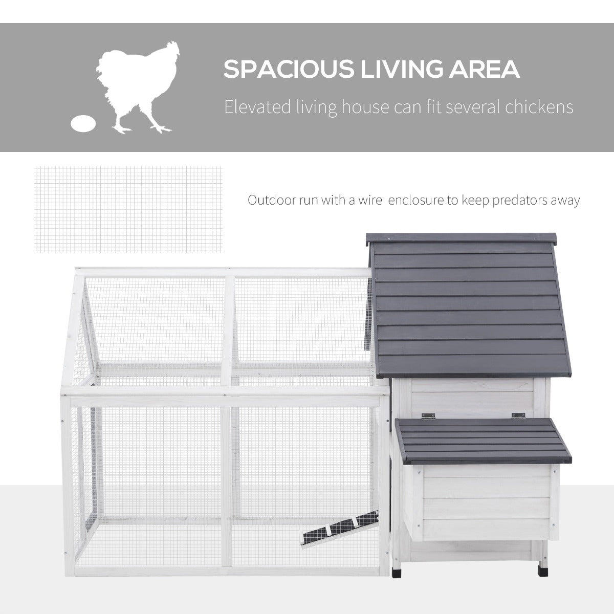 48" Wood Outdoor Chicken Coop House with Nesting Box