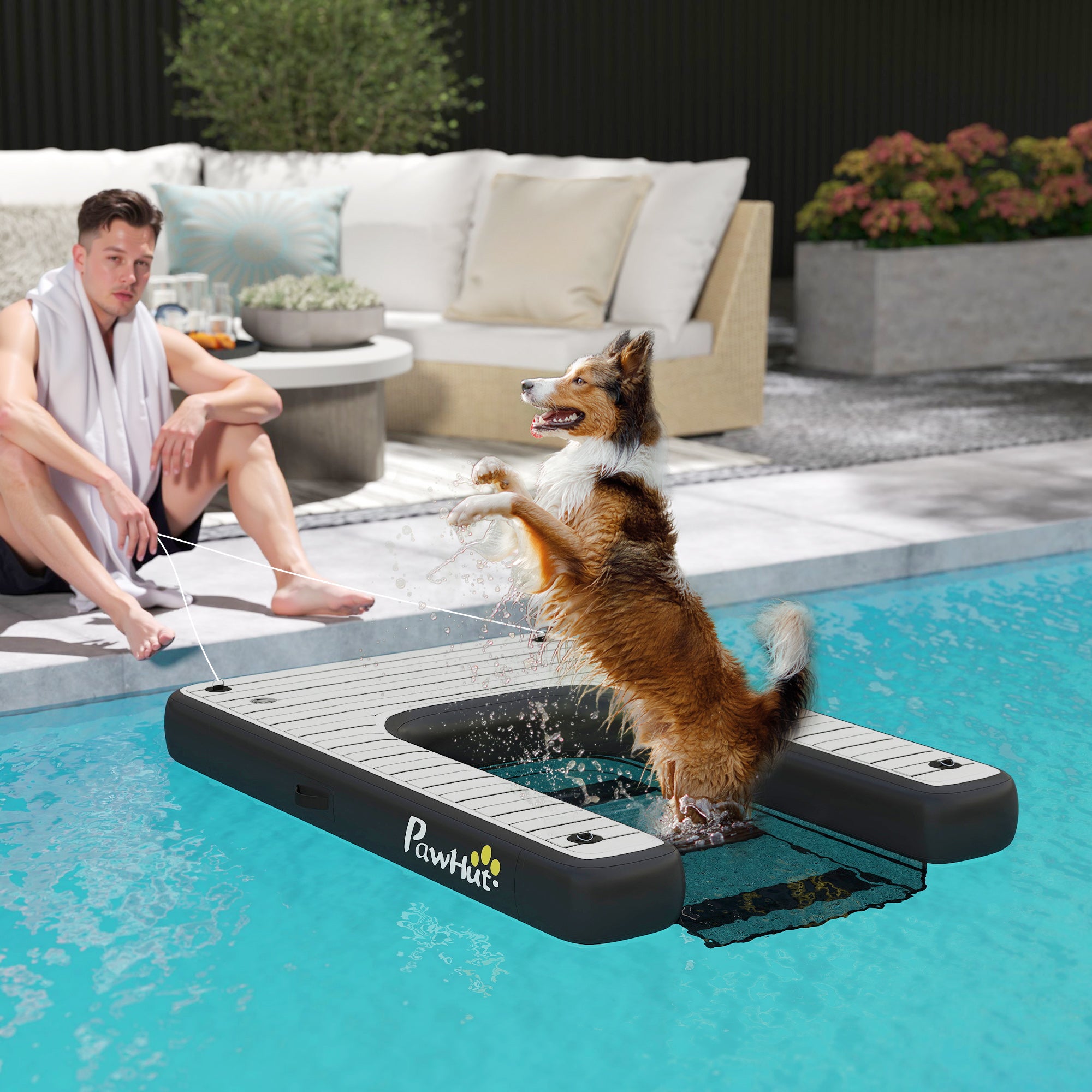 Inflatable Dog Boat Ramp Up to 286 lbs, for Boat, Dock, Lake, Non-Slip, Safe & Easy