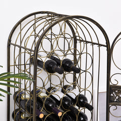 45 Bottle Wrought Iron Wine Rack Jail with Lock - Antique Bronze