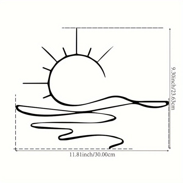 Minimalist Sunrise Wall Art - Modern Metal Iron Wall Decor, Abstract Sun Line Design For Home , Elegant Housewarming & Wedding Gift, Versatile For Living Room, Bedroom, Bathroom, Kitchen & Halloween