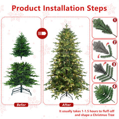 PVC Christmas Tree, Christmas Decorations, Green, With Lights