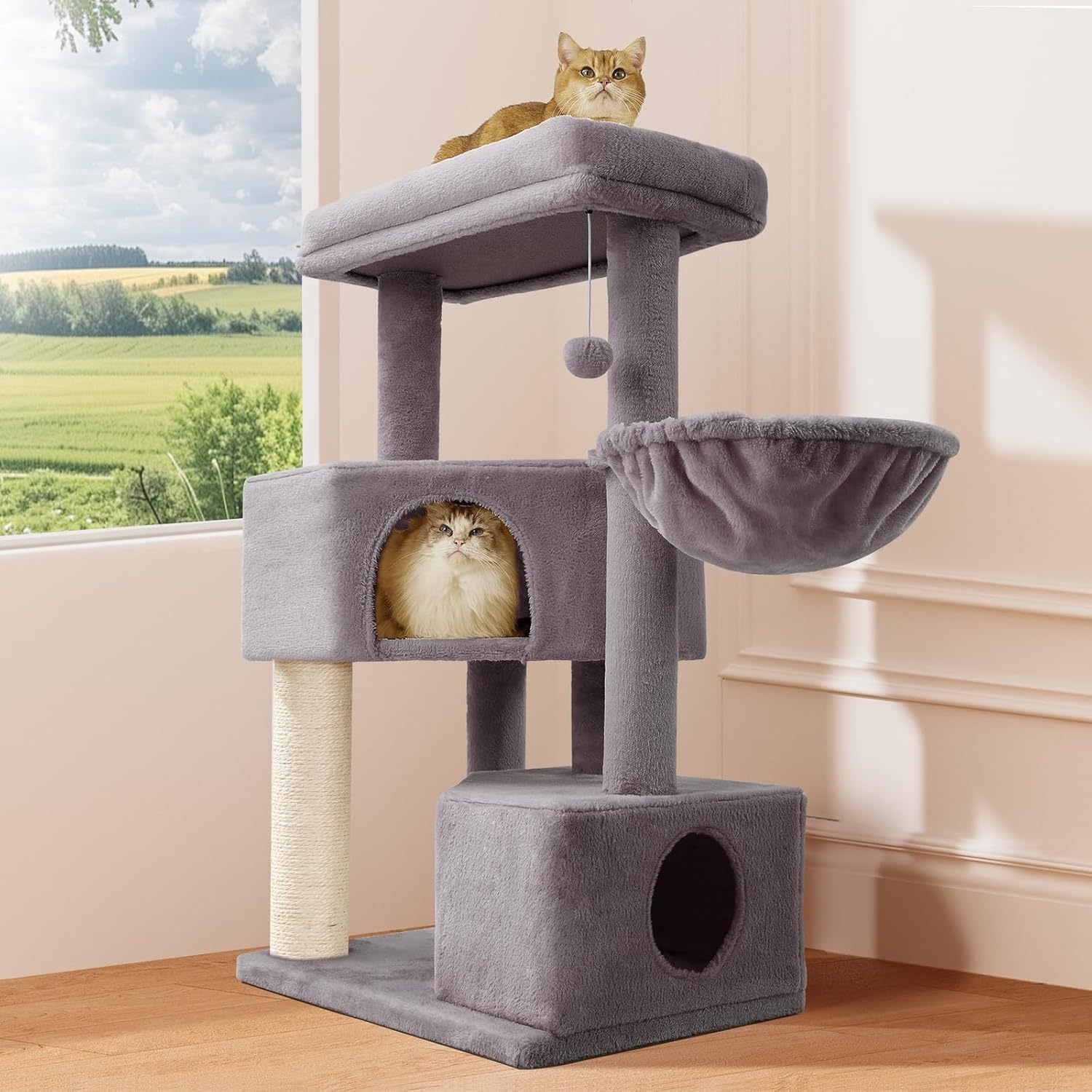 Gardner Pets Large Cat Tree For Medium To Large Cats, Heavy-Duty Cat Tower With Scratch Post And Washable Top Perch. Self-pickup Orders Supported Via FedEx, Amazon Ship, And UPS.