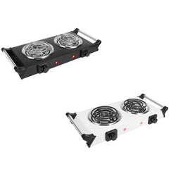 2000W Electric Dual Burner Portable Coil Heating Hot Plate Stove Countertop RV Hotplate With 5 Temperature Adjustments Portable Handles For Food Preparation