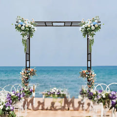 Metal Garden Arch With Adjustable Width W42.52''~W78.15''  Climbing Plants Support Rose Arch Outdoor Black