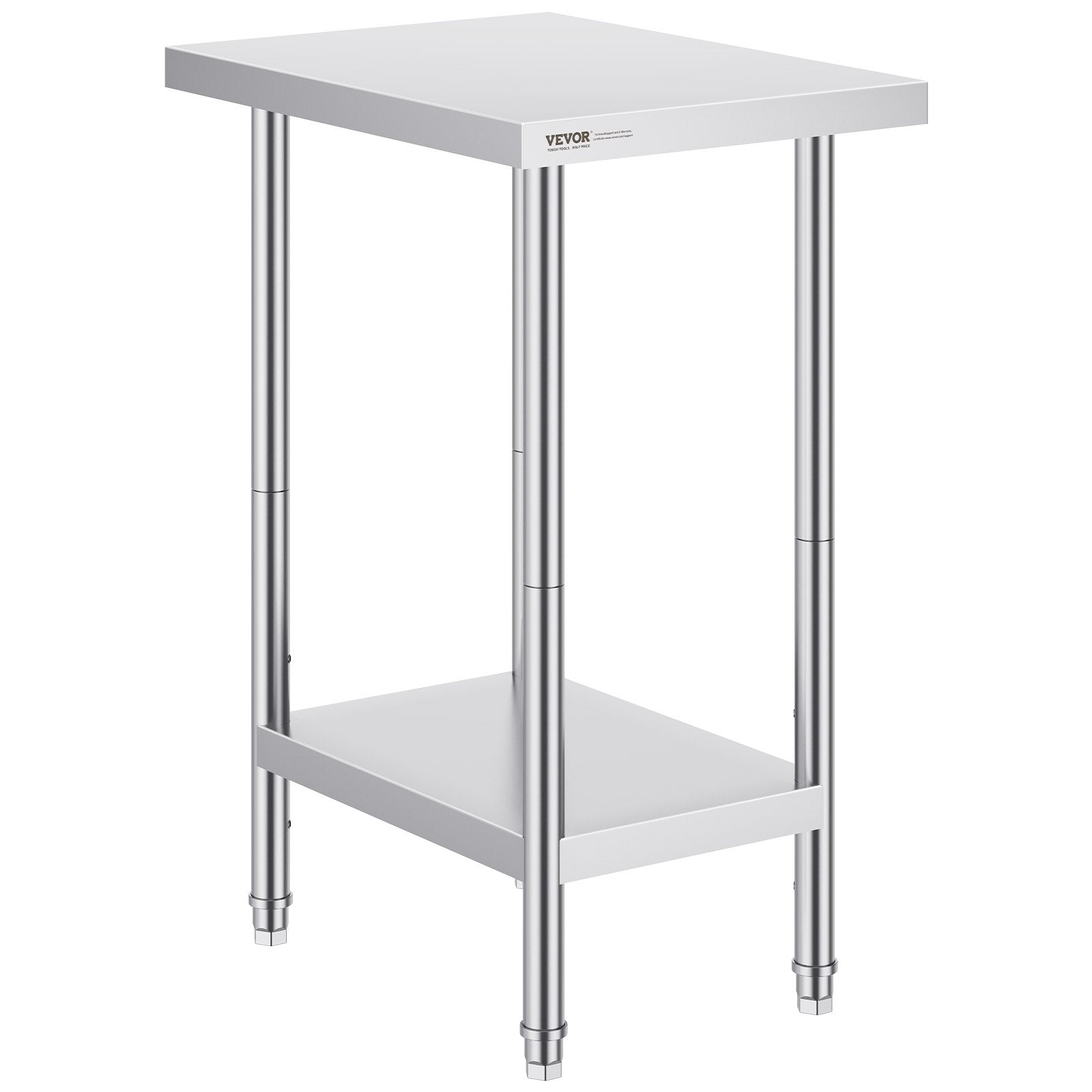 Stainless Steel Prep Table, 24 X 18 X 34 Inch, Heavy Duty Metal Worktable With 3 Adjustable Height Levels, Commercial Workstation For Kitchen Garage Restaurant Backyard