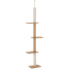 Floor-to-Ceiling Cat Tree Cat Climbing Tower With Sisal-Covered Scratching Posts Natural Cat Tree Activity Center For Kittens Cat Tower Furniture