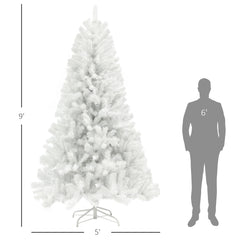 9ft Unlit Artificial White Christmas Tree, Holiday Décor with 2132 Branch Tips, Auto Open and Steel Base