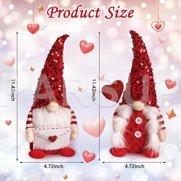 Valentine's Day Gnomes Gifts, Cute Box Raffia Inside, 2 Pcs Handmade Plush Swedish Elf Gnome With Heart Balloon Farmhouse Ornament Centerpiece Decorations For Home Table Décor
