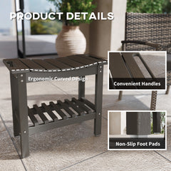 HDPE Shower Bench, Waterproof Shower Stool with Handle, Storage Shelf, Non-Slip Pads for Indoor Outdoor, Dark Gray