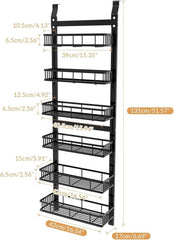 Behind-the-door Food Cabinet Storage Rack, Metal Hanging Spice Rack, Cabinet Door Storage Rack With Adjustable Basket, Kitchen Wall-mounted Spice Rack.