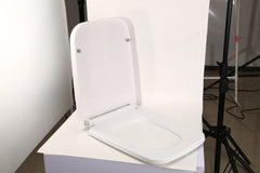 Square Toilet Seat With Grip-Tight Seat Bumpers Heavy-Duty Quiet-Close Quick-Release Easy Cleaning White