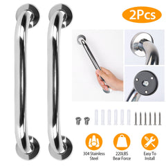 2Pcs Bath Grab Bar 19.7in Sturdy Stainless Steel Shower Safety Handle For Bathtub Toilet Stairway Anti-slip Handrail Balance Bar 220LBS Pull Force