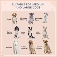 Outdoor Dog Bed with Canopy, Rattan Dog Bed with Soft Cushion Removable Cover for Medium and Large Dogs, Cream White