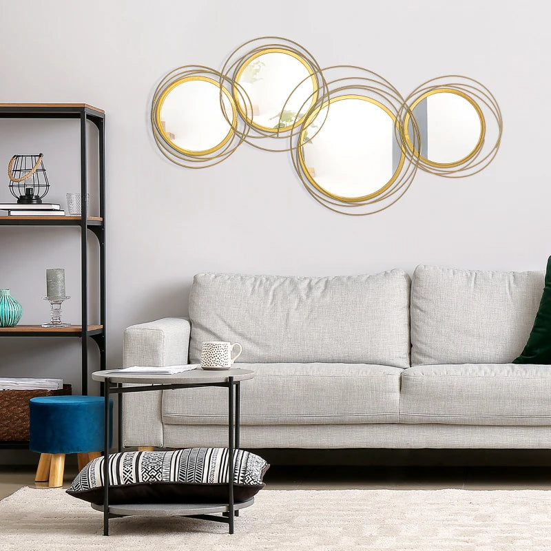 Ircle Mirror For Wall, Modern Metal Wall Art For Living Room, Bedroom And Dining Room, Gold