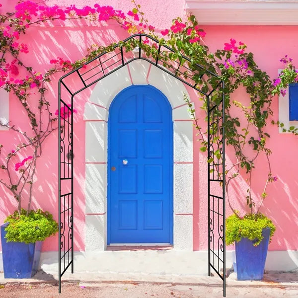 Metal Garden Arch L56.3'' X W16.93'' X H94.5'' Climbing Plants Support Rose Arch Outdoor Black