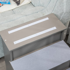 Pet Stairs, Small Dog Steps for Couch Bed with Cushioned Removable Covering, 15.75" x 23.25" x 21.25", Grey