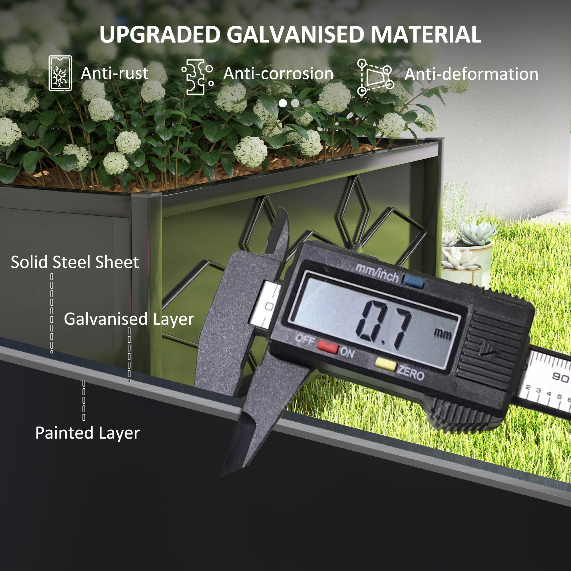 Outdoor Planter Box Galvanized Raised Garden Bed