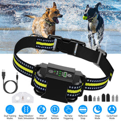 Dog Bark Collar Rechargeable Waterproof Beep Vibration Static Stimulation Bark Stopper Automatic Identification Collar With 6 Intensity Dual Modes