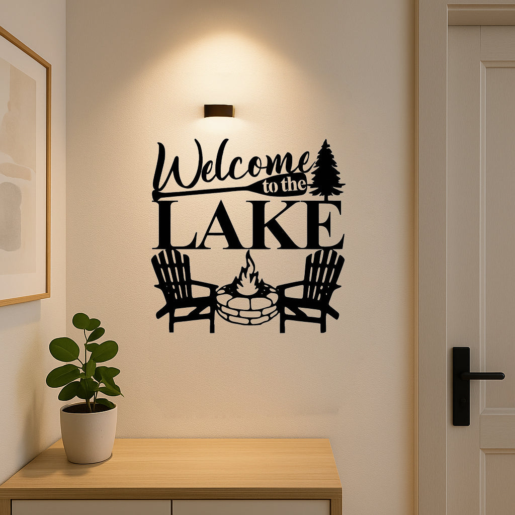 Welcome To The Lake Elegant Metal Wall Art