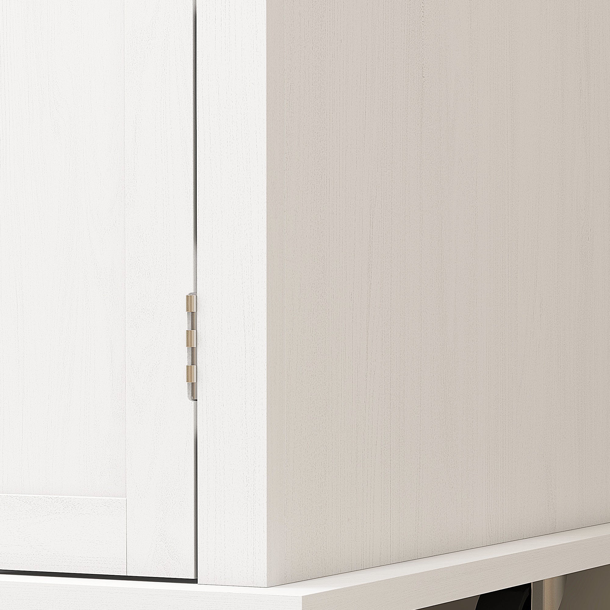 Modern Rolling Kitchen Island Cart with Spice Rack, Distressed White