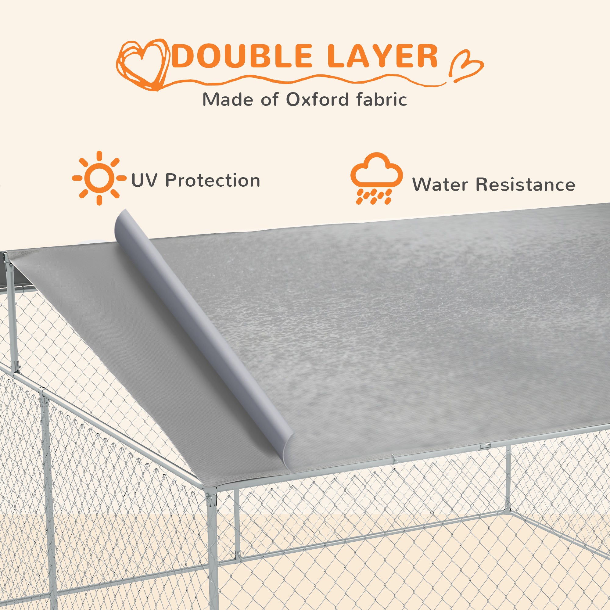15x15 Dog Kennel with Cover, Secure Outdoor Dog Fence, Galvanized Steel Frame for Backyard, Green