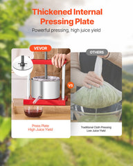 Fruit Wine Press Manual Press For Wine Making 0.8 Gal/3L Stainless Steel
