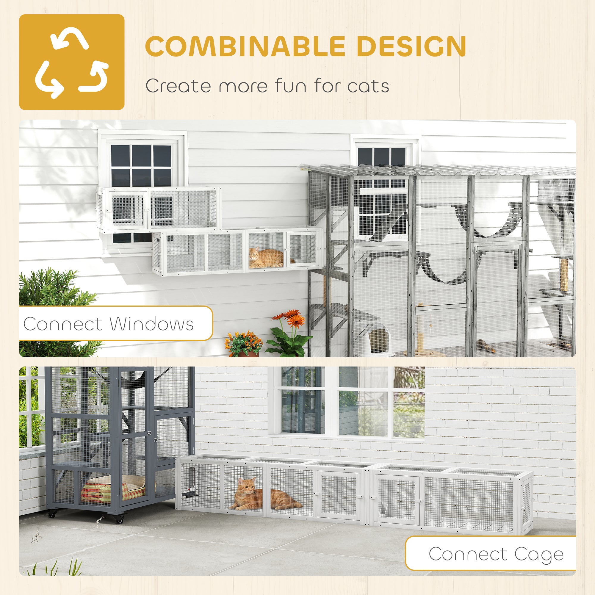 Wooden Cat Tunnel For Outdoor With Combinable Design