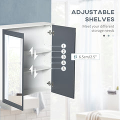 Bathroom Mirror Cabinet, Wall Mounted Medicine Cabinet with Mirror, Double Doors and Adjustable Shelves, White