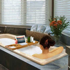 Bathtub Caddy Tray Crafted Bamboo Bath Tray Table Extendable Reading Rack Tablet Phone Holder For Valentines'S Day