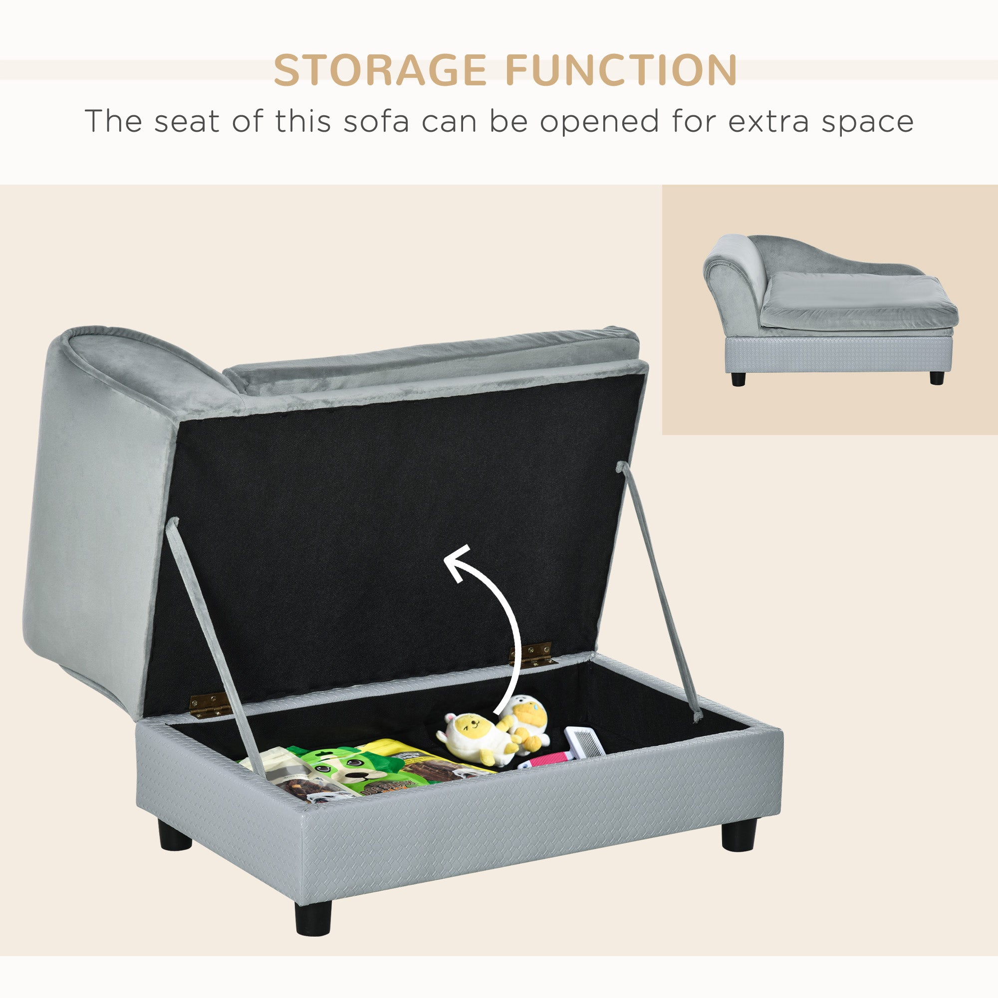 Luxury Fancy Dog Couch With Hidden Storage