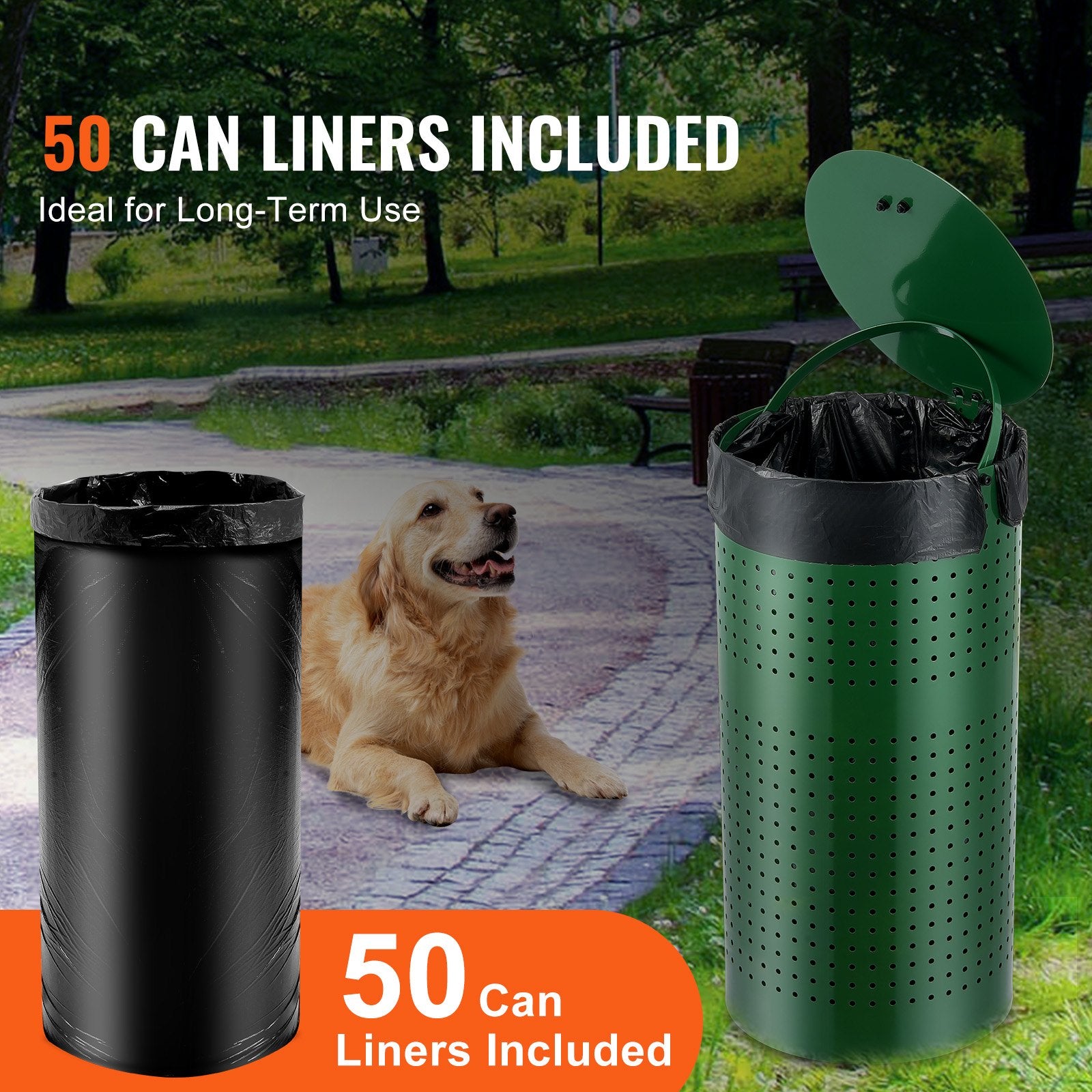 Dog Poop Trash Can 11.5 Gallons Weather-Resistant Dog Waste Bin With Lid