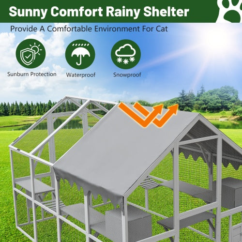 Outdoor Cat Room Cat Fence 110 Large Kitten Play Fence With Platform