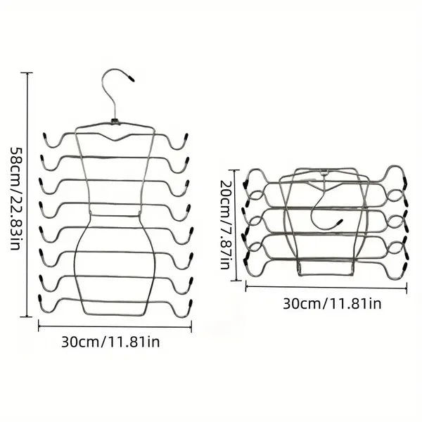 8-Layer Space-Saving Stainless Steel Underwear & Bras Organizer Hanger - Polished Metal Clothes Hanger With Anti-Slip Design, Vertical Hanging Storage For Wardrobe, Closet Organization, Hangers For Cl