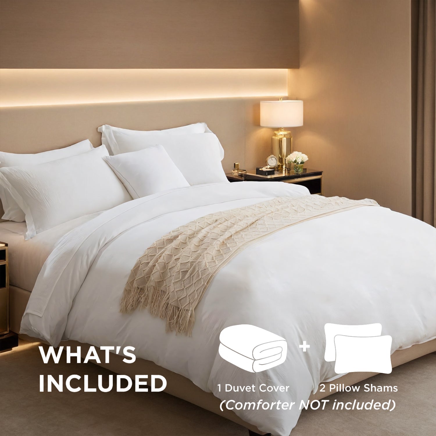 White & Pink Oversized Duvet Cover Set Includes 1 Duvet Cover & 2 Pillowcases. Premium Breathable Fabric, Hotel-grade Minimalist Design. Versatile For Bedrooms And Guesthouses. Perfect Christmas Gift.