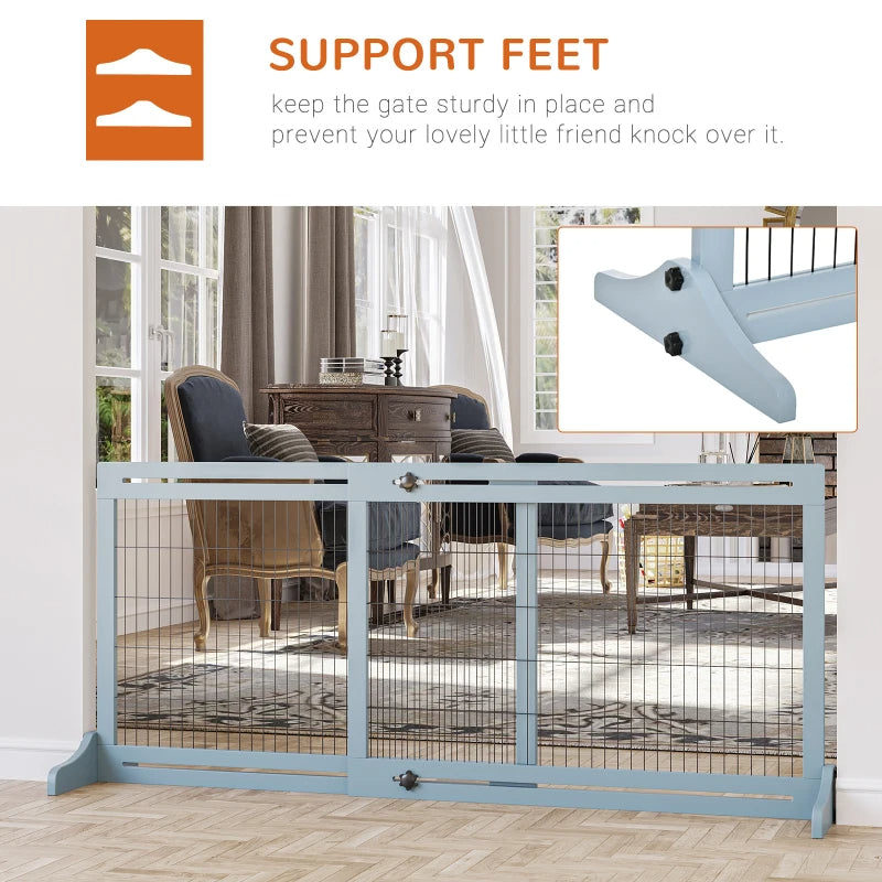 Extra Wide Freestanding Pet Gate With Adjustable Length Dog