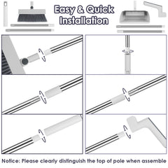 1Set Broom And Dustpan Combo Set With Squeegee Stainless Steel Handle 4 In 1 Upright Standing Broom And Dust Pan For Indoor Outdoor Garage Kitchen Room Office Sweeping