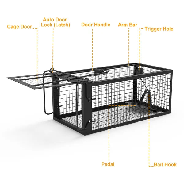 1Pc Rat Trap Cage Humane Live Rodent Trap Cage Galvanized Iron Mice Mouse Control Bait Catch With Detachable U Shaped Rod