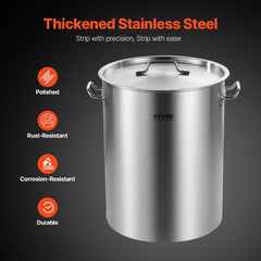 36QT Stainless Steel Stockpot Cooking Kitchen Sauce Pot With Basket Lid Handle