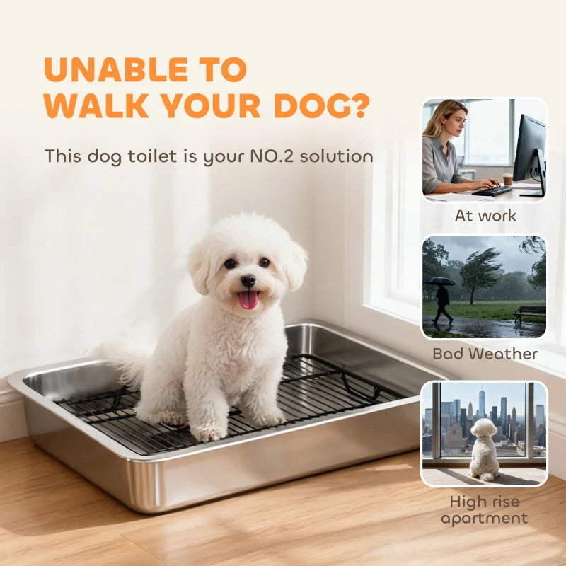 Dog Potty Tray Stainless Steel For Small And Medium Dogs, Dog Training Tray For Porch, Bathroom, Balcony