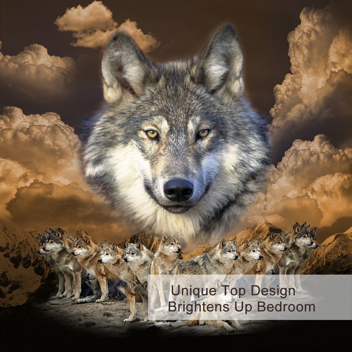 3pcs Wolf Pack Tribe Bedroom Printed Bedding Suitable For All Seasons
