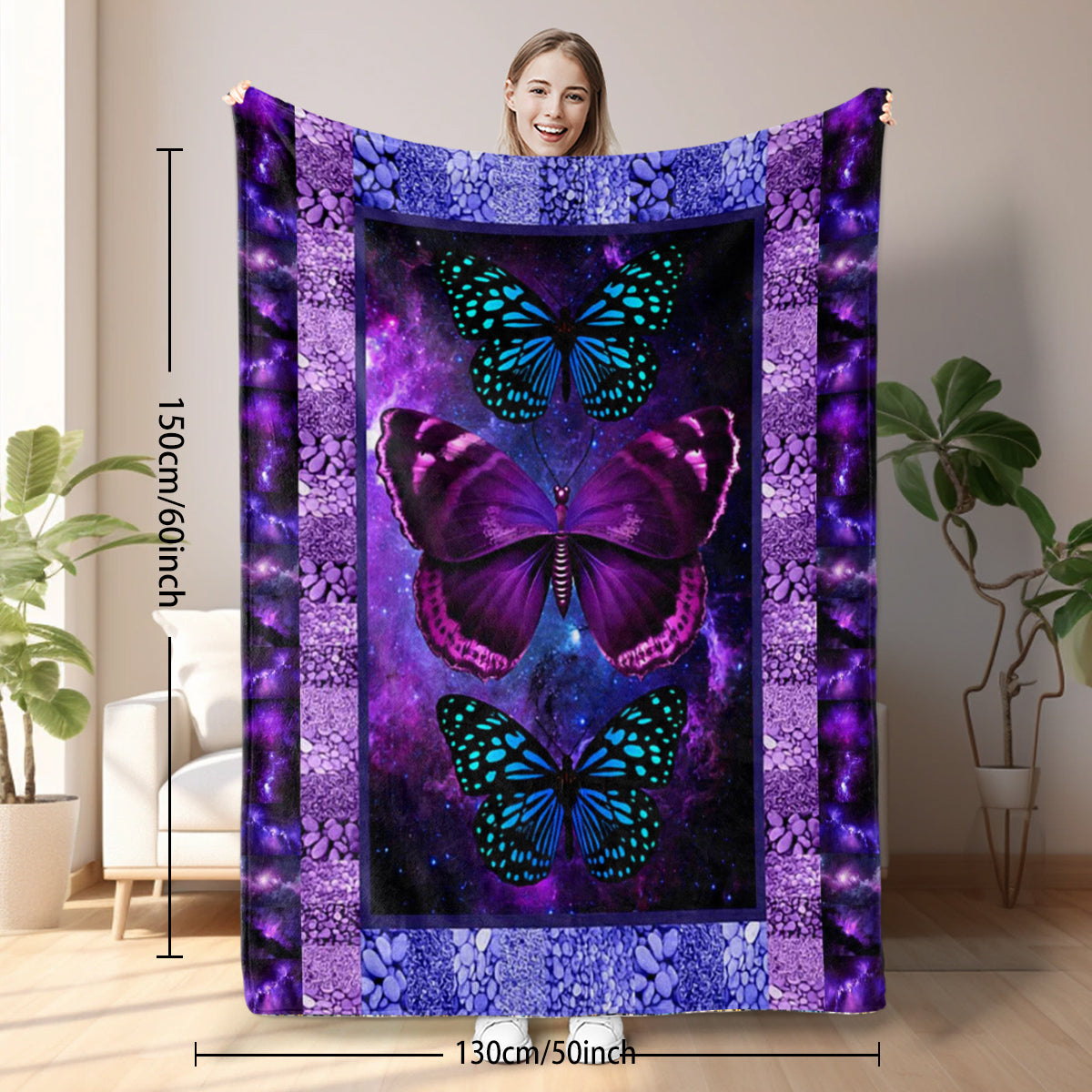Cozy Butterfly Printed Flannel Blanket - Soft, Warm, And Lightweight Throw For Couch, Sofa, Office, Bed, Camping, And Travel - Multi-Purpose Gift For All Seasons With Versatile Design