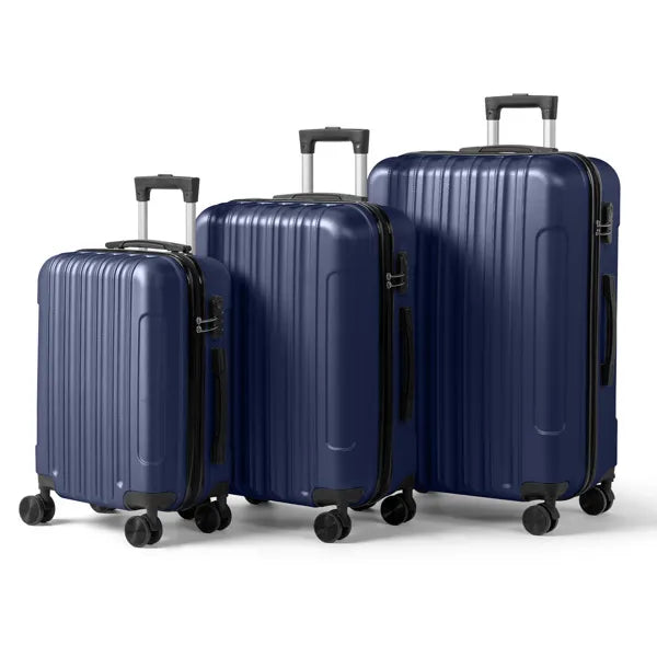 Three-in-one Textured Matte Finish, Non-TSA Customs Lock, 28-inch Detachable Wheels, ABS Trolley Case, 20in, 24in, 28in, ABS, All Colors Available In Navy Blue