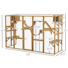 Catio Playground Cat Window Box Outside Enclosure for Multiple Cats w/ Shelves & Bridges, Yellow